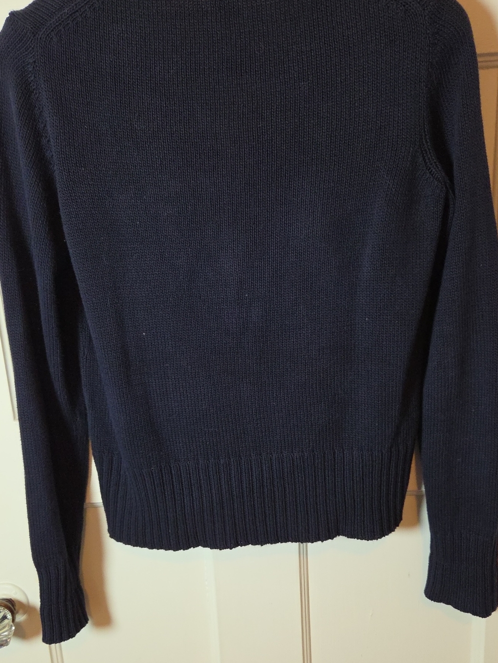 Vintage Ralph Lauren Lace-Up Knit Sweater In Navy With White Laces SZ Medium - Picture 10 of 11